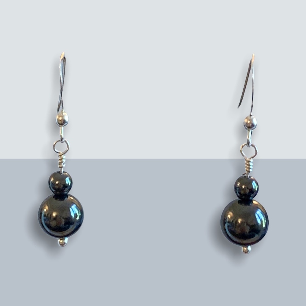 NEW Sterling Silver Hematite Stone Earrings